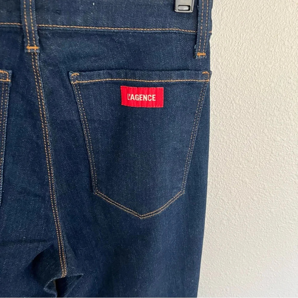 NWOT L'AGENCE Joplin 70s High-Rise Flare Jeans Rinse Dark Wash Denim Women’s 25 - Picture 11 of 12